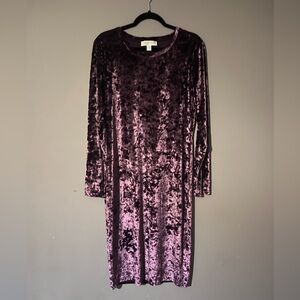 Michael Kors Crushed Velvet Long Sleeve Dress in Rich Plum